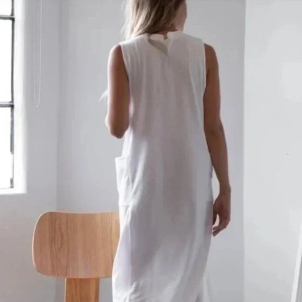 Lunya Cool Paneled Sleeveless Maxi Dress in Sincere White - Picture 4 of 12